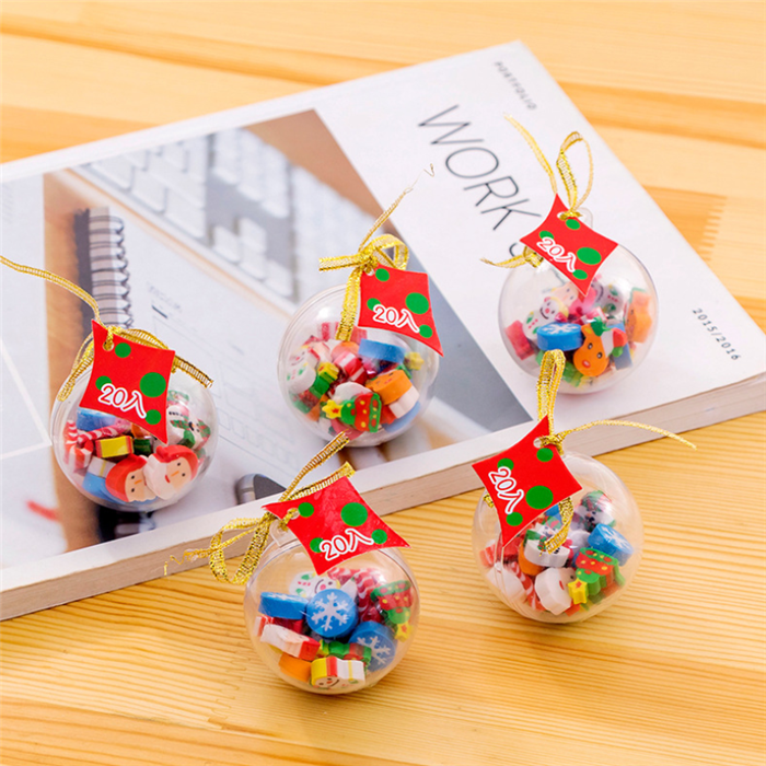 wholesale christmas gift ball 20pcs erasers for children kids prize