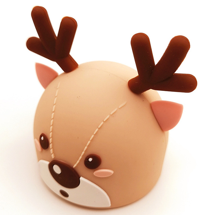 cartoon rabbit deer silicone zipper telescopic pen container pencil case