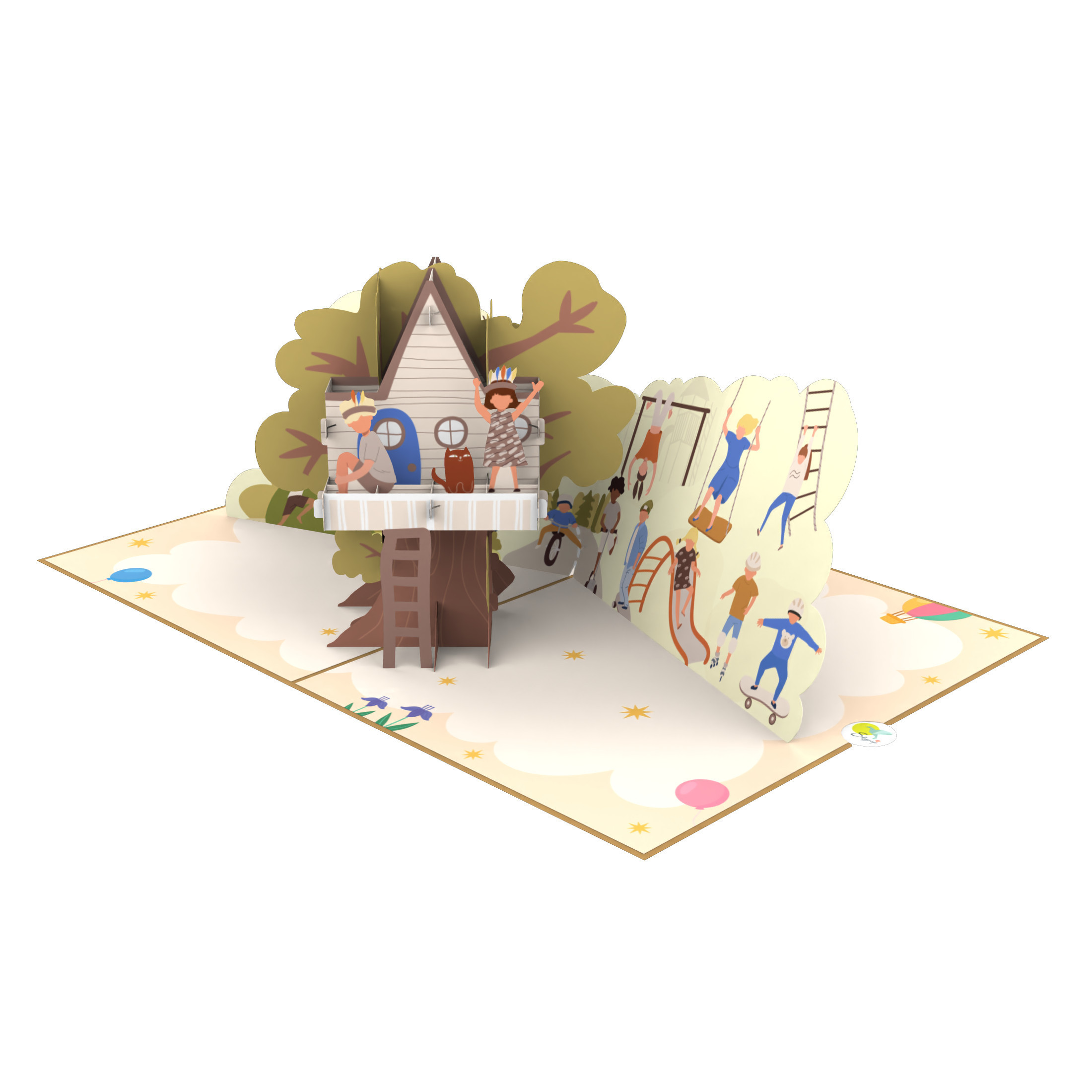 Childhood Tree House 3D Pop Up Card Best Seller For Baby Birthday New born Anniversary 3D Card Handmade Paper Laser