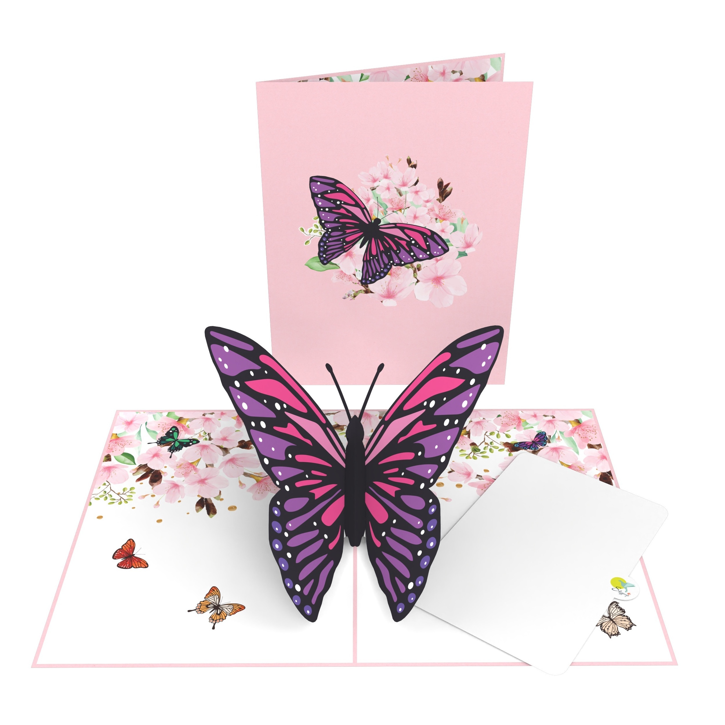 Butterflies In Cherry Garden High Quality Wholesale Cards Valentine Wedding Gift Idea Thank You Greeting Cards