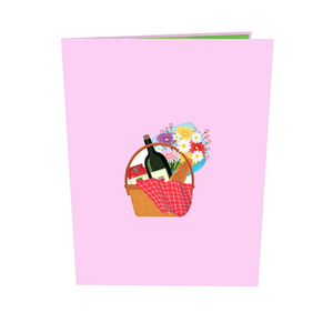 Picnic Basket 3D Pop Up Card Hot Sale Best Seller For Baby Birthday Anniversary 3D Card Handmade Paper Laser