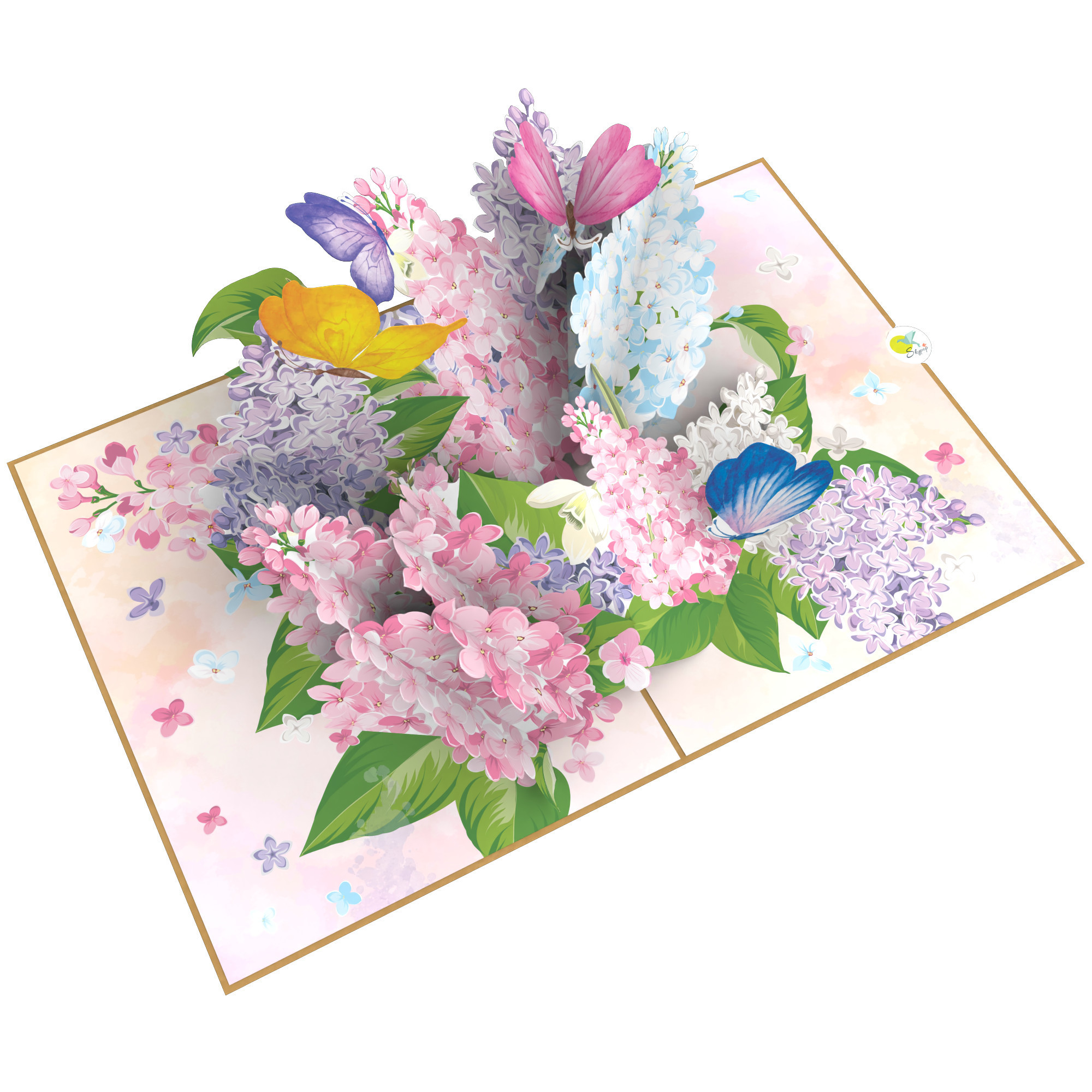 Lilac Flower Garden Pop Card Mother Day Valentine Anniversary Thank You Handmade 3D Pop Up Card For Wife Mom Grandma