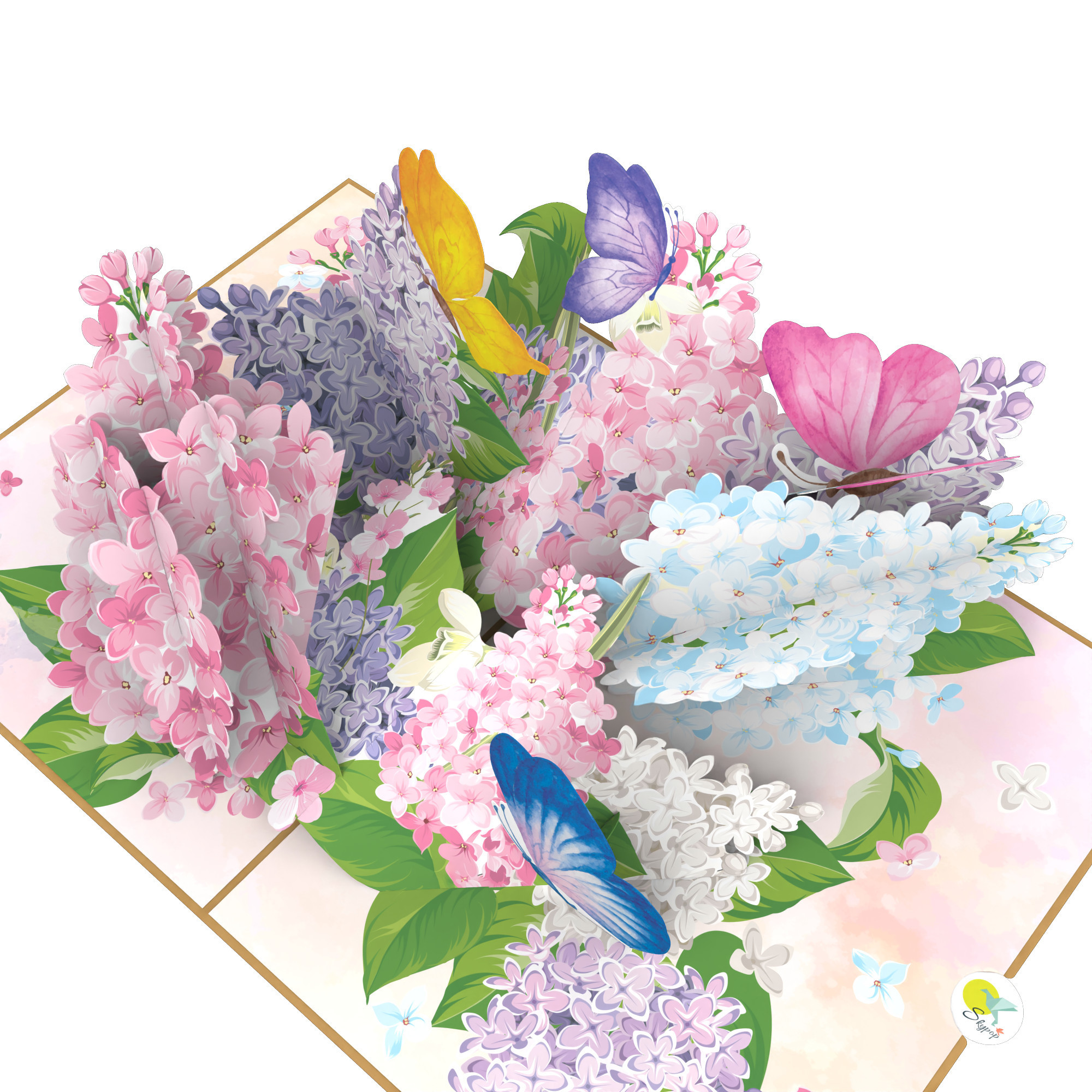 Lilac Flower Garden Pop Card Mother Day Valentine Anniversary Thank You Handmade 3D Pop Up Card For Wife Mom Grandma