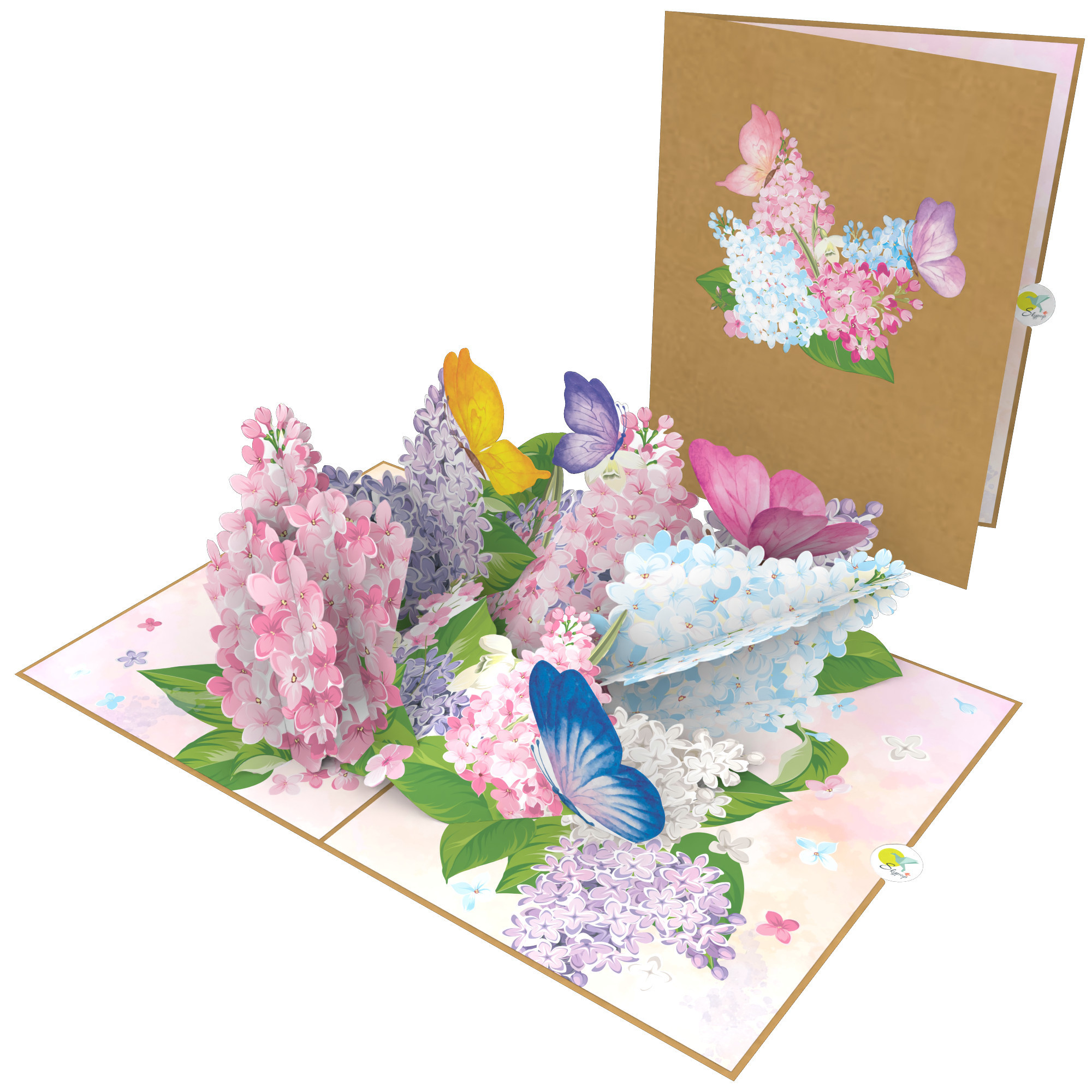 Lilac Flower Garden Pop Card Mother Day Valentine Anniversary Thank You Handmade 3D Pop Up Card For Wife Mom Grandma