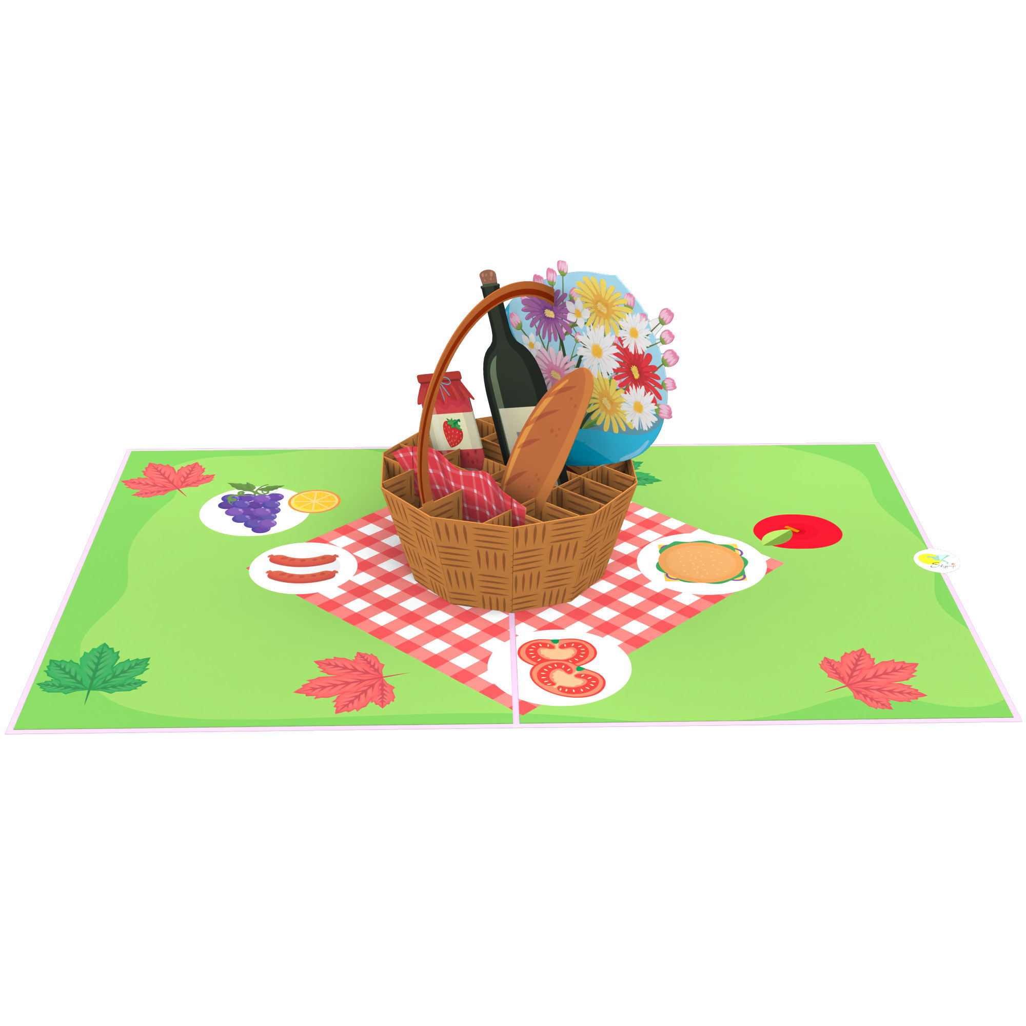 Picnic Basket 3D Pop Up Card Hot Sale Best Seller For Baby Birthday Anniversary 3D Card Handmade Paper Laser