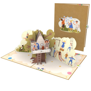 Childhood Tree House 3D Pop Up Card Best Seller For Baby Birthday New born Anniversary 3D Card Handmade Paper Laser