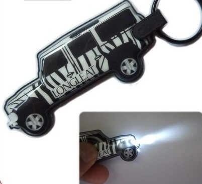 Customized LOGO full Color CMYK Printing car Shape Cheap Promotional Gift Keychain keyring LED Light