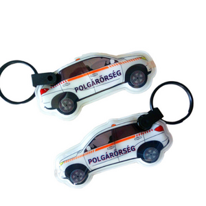 Customized LOGO full Color CMYK Printing car Shape Cheap Promotional Gift Keychain keyring LED Light