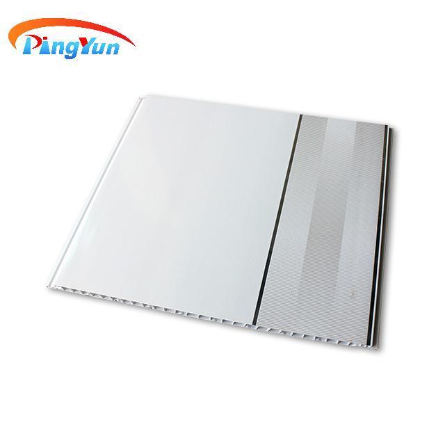 South America Pvc Ceiling Panel Plastic Modern Strip Waterproof Pvc Tile Wall Paper for Bathroom PVC Resin& Calcium Powder 5.95m