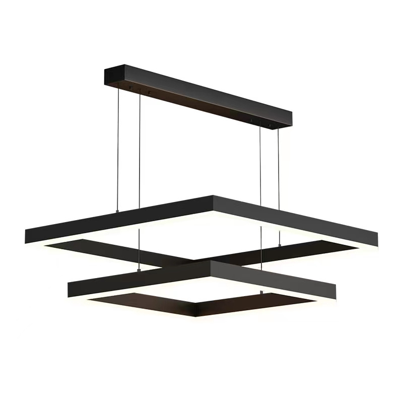 Modern Contemporary LED chandelier Acrylic Black Pendant lighting New Design Square Living room hanging lamp