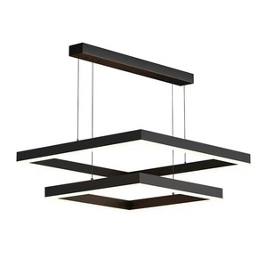 Modern Contemporary LED chandelier Acrylic Black Pendant lighting New Design Square Living room hanging lamp