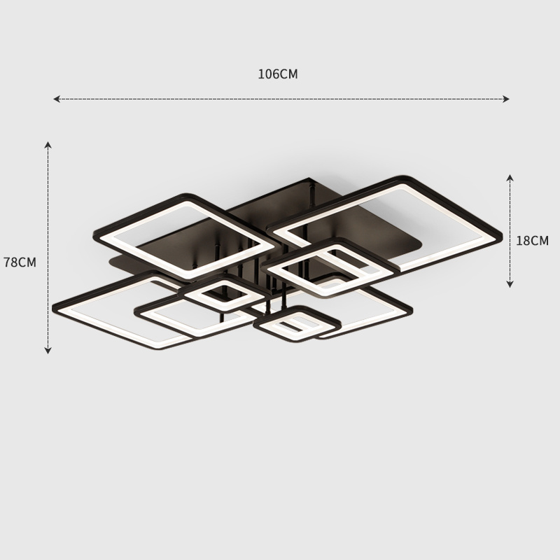 Nordic Modern Simple Living Room Led Ceiling Lamp Minimalist Bedroom lights Rectangular Shape Semi Flush Ceiling Lighting