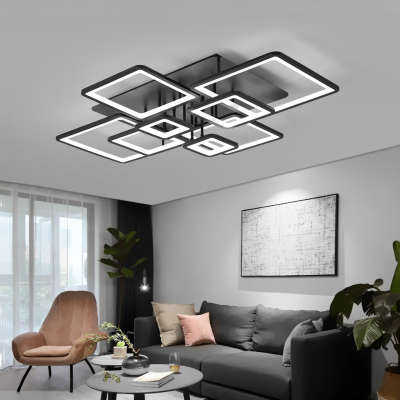 Nordic Modern Simple Living Room Led Ceiling Lamp Minimalist Bedroom lights Rectangular Shape Semi Flush Ceiling Lighting