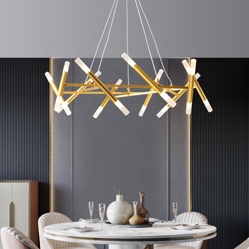 Creative modern pendant lighting fixtures led hanging pendant lamps gold black metal art decor indoor home chandelier