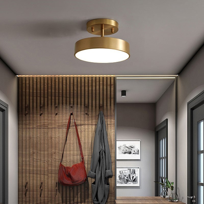 Modern LED Ceiling Light Copper Lamp For Bedroom Living Room light Nordic Round Gold Black Entryway Corridor Aisle Decor Fixture