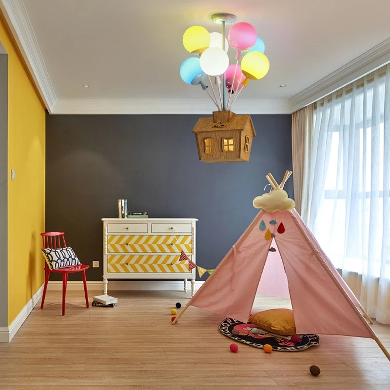 Modern Children's Room Chandelier Bedroom Cartoon Colorful Balloon Kids Ceiling Pendant Lamps Home Light Fixture