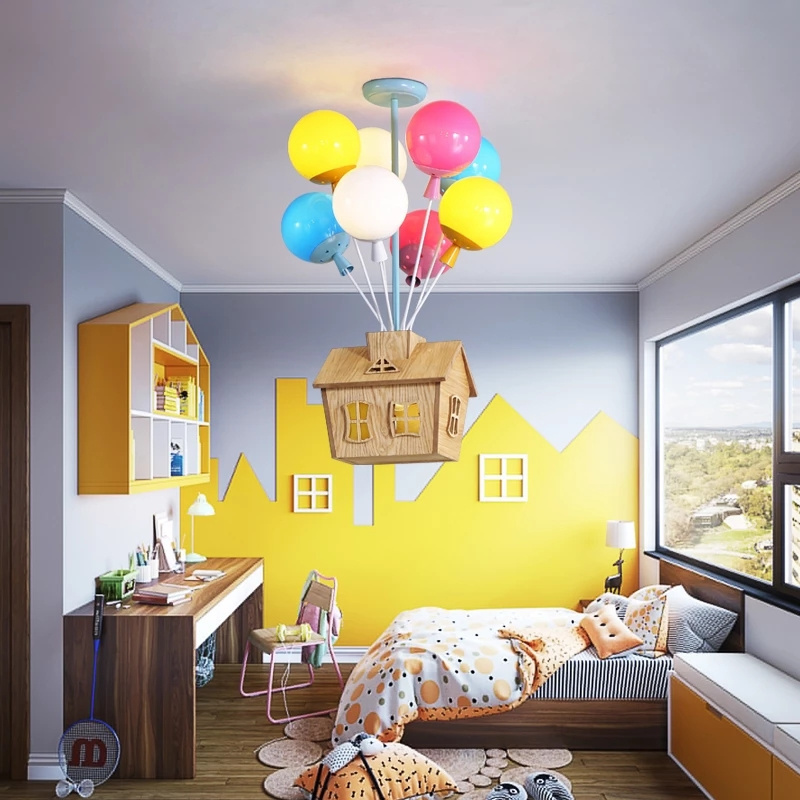 Modern Children's Room Chandelier Bedroom Cartoon Colorful Balloon Kids Ceiling Pendant Lamps Home Light Fixture