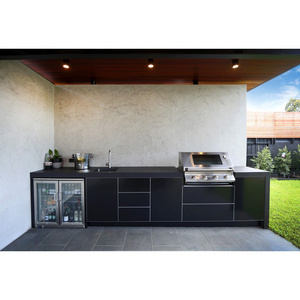 Hot Selling Outdoor Kitchen Cabinets Black Stainless Steel Outdoor Kitchen Modular With Built In Grill