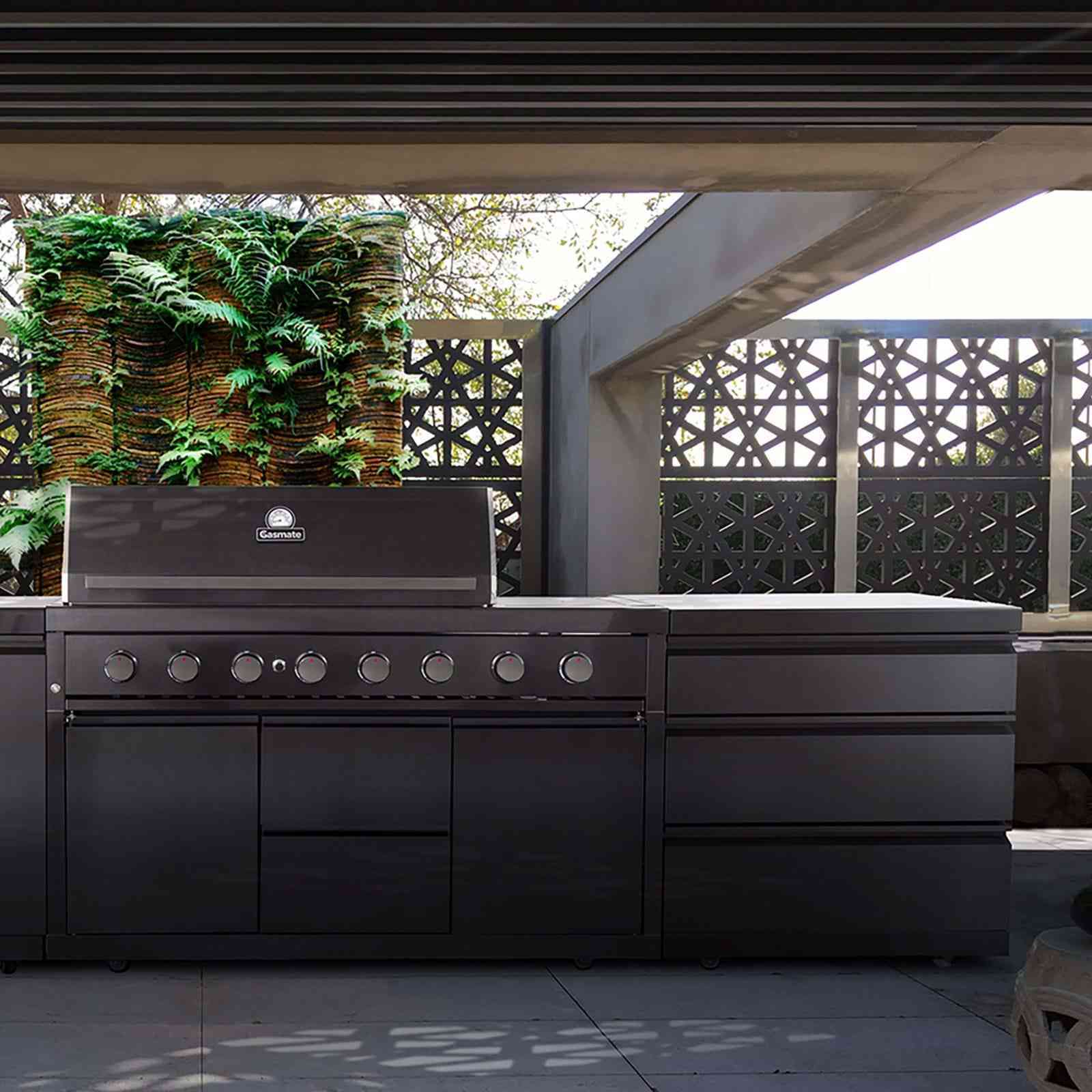 Hot Selling Outdoor Kitchen Cabinets Black Stainless Steel Outdoor Kitchen Modular With Built In Grill