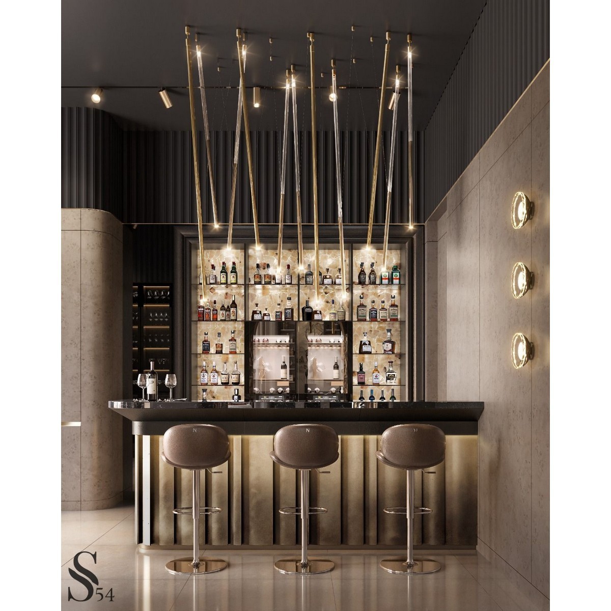 Customized Led Lighting Luxury Small Glass Wine Cabinet with glass display bar cabinet living roomWith Light