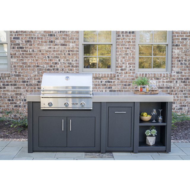 L-SHAPE  Luxury Outdoor Stainless Steel Kitchen Cabinets With Gas Stove and bbq Grill