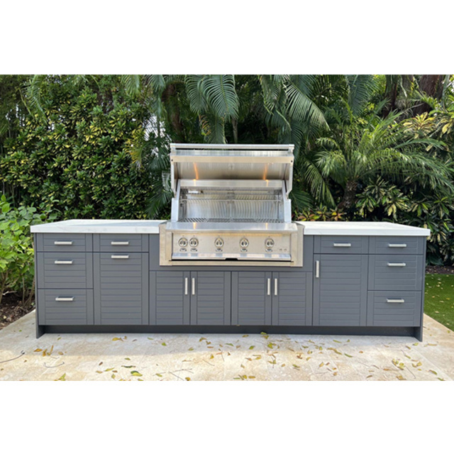 L-SHAPE  Luxury Outdoor Stainless Steel Kitchen Cabinets With Gas Stove and bbq Grill