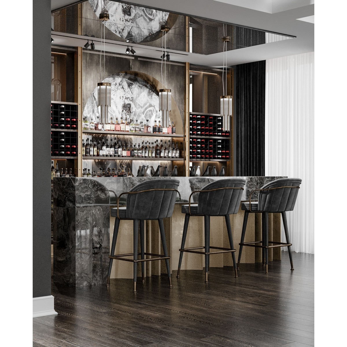 Customized Led Lighting Luxury Small Glass Wine Cabinet with glass display bar cabinet living roomWith Light