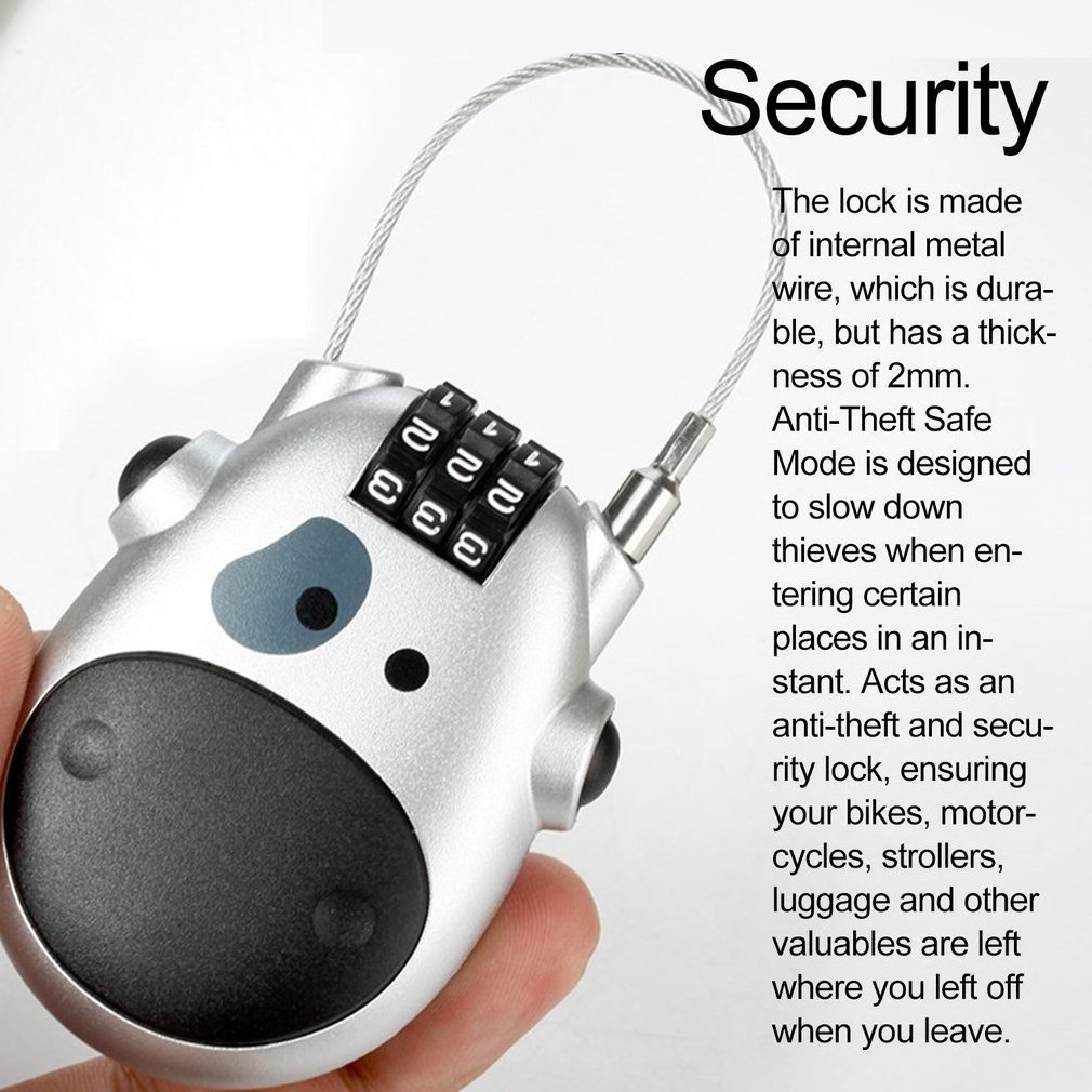 Password Helmet Lock with Steel Cable Padlock Bicycle Anti-Theft Mini Burglar Lock Scooter Bike Accessories for Motorcycle