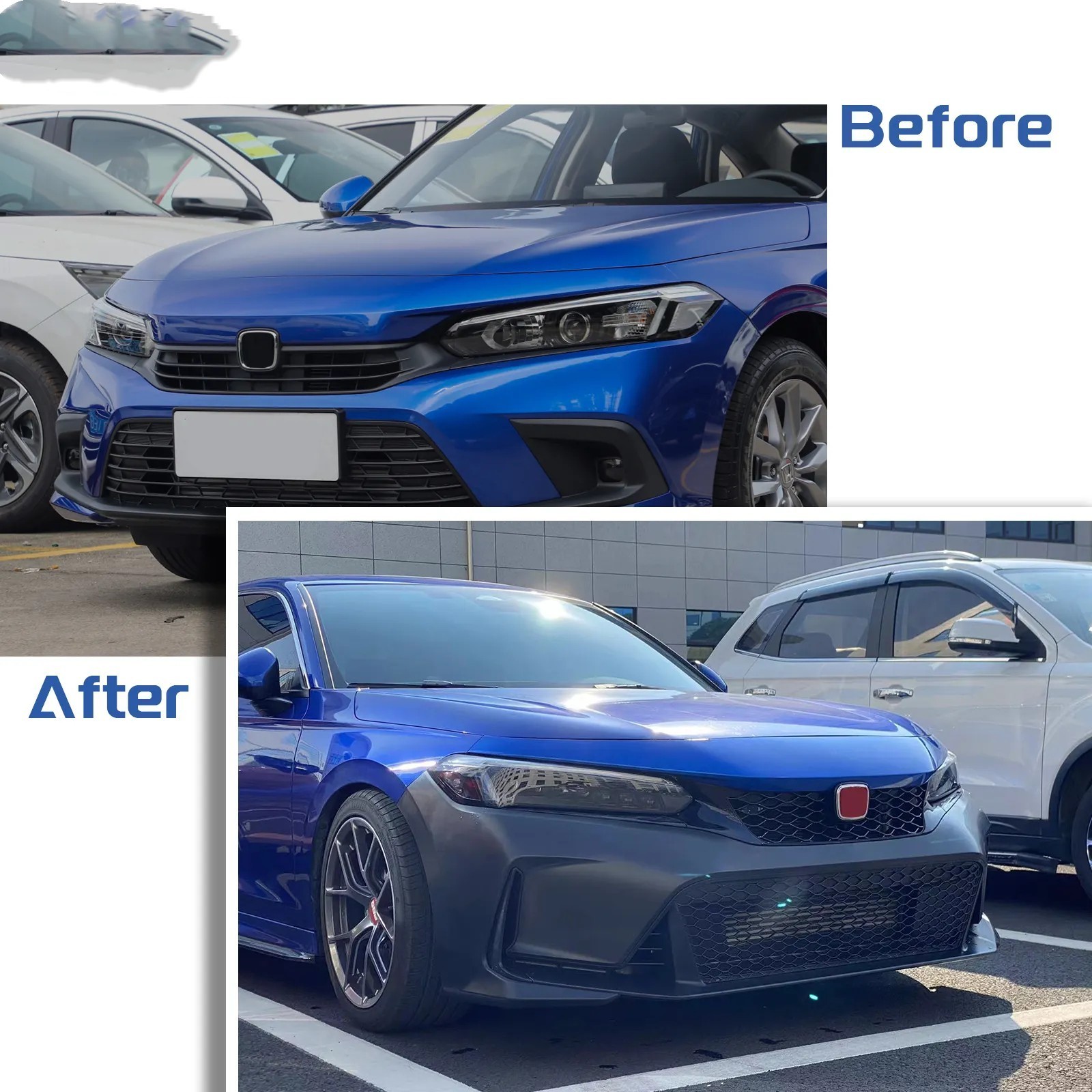 For Honda Civic 2021 Type R Body Kit Refurbished Upgrade PP Material Front Bumper Diffuser Body Kit