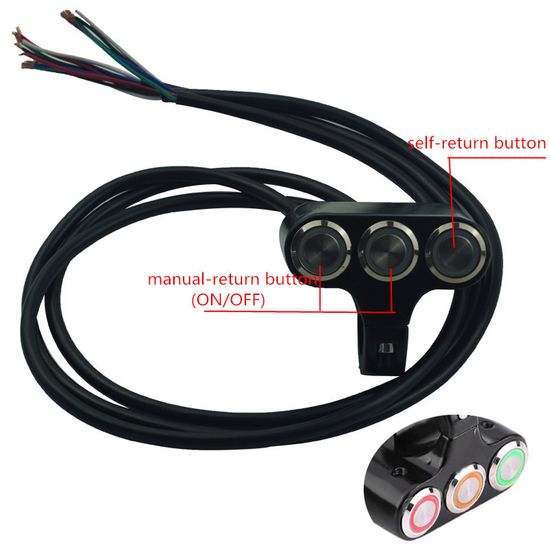 Universal 22mm Motorcycle Handlebar Switch Horn Headlight Hazard Brake Fog Light ON/OFF Switch with LED Light Switch