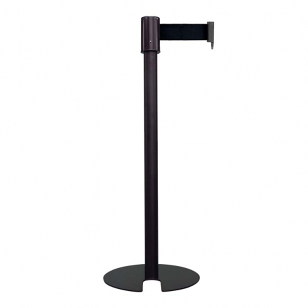 2 meter stanchion retractable belt  barrier crowd traffic control stainless black U shape RS-11BU