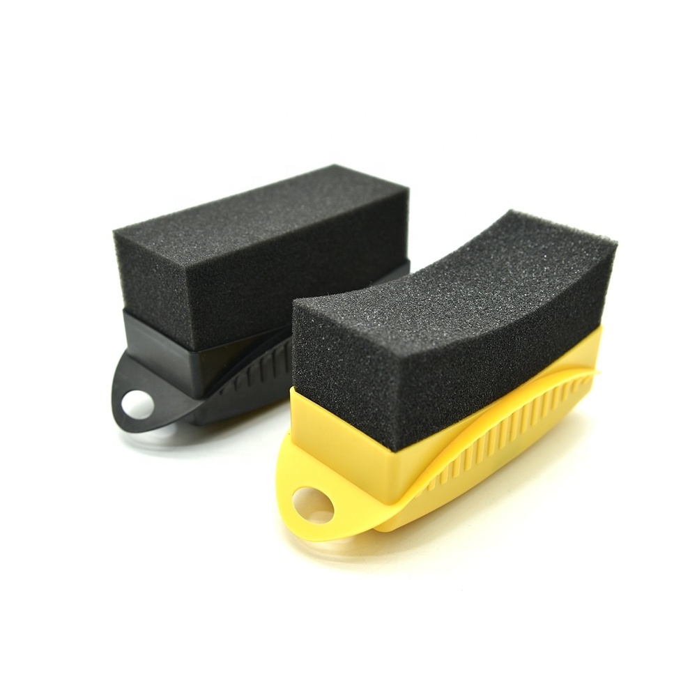 PINKDETAIL Tyre Dressing Applicator Brush With Cover Wheel&Rim Contour Detailing Tire Dressing Shine Applicator Pad