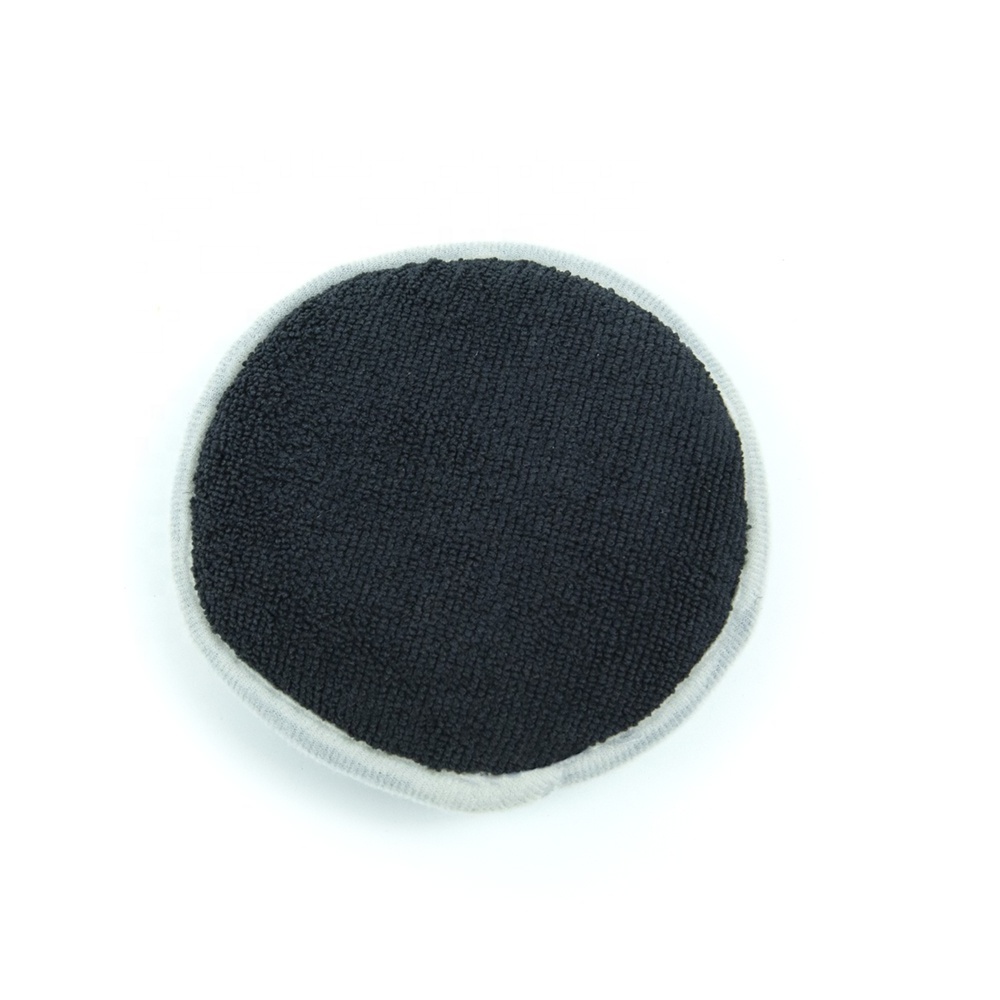 PINKDETAIL Microfiber Tire Dressing Applicator Pad Wheel Detailer Applicator Mesh Round Microfiber Wax Applicator