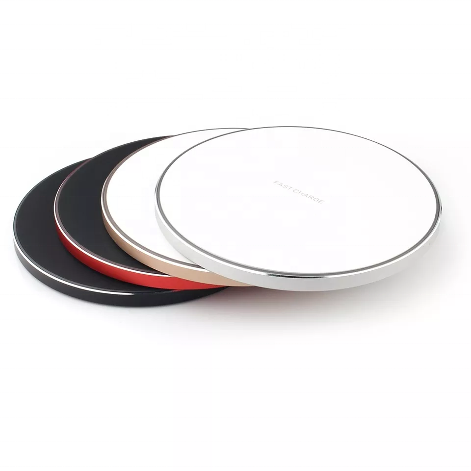 10W 15W Qi Circular Wireless Charger Pad for mobile phone LED Light Round Fast Charging Wireless Charger