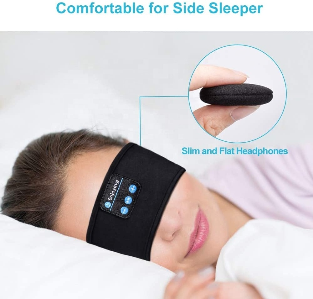 Blue Tooth Sleeping Headphones Sports Headband Thin Soft Elastic Comfortable Wireless Music Headset Eye Mask For Side Sleeper