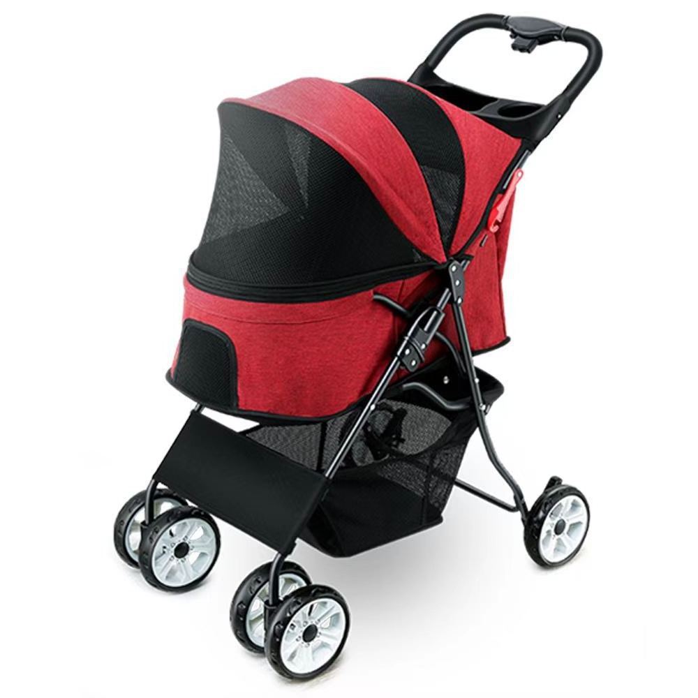 Pet Dog Stroller 3 in 1 Cat Dogs Strollers with Removable Carrier 4 Wheels Travel Foldable Aluminum Alloy Frame