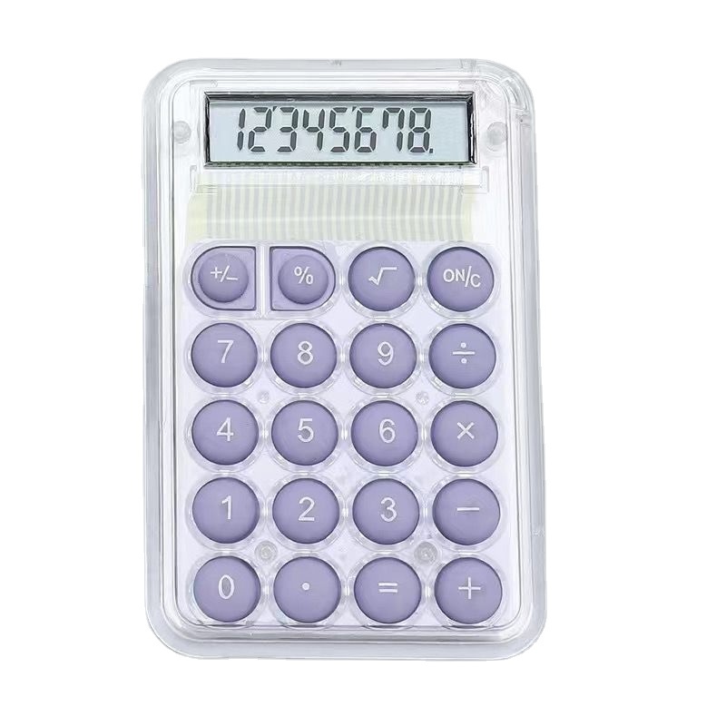 New Popularity Transparent 8 Digit Daily Basic Office Calculator Silicone Soft Key Cute Pink Mini Pocket Scientific Calculator