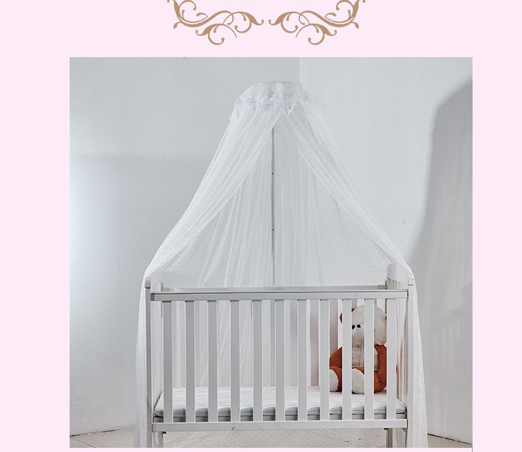 OEM polyester Princess Pink Blue White Color Children Kids Baby Cot Crib Canopy Bed Curtain Hanging Mosquito Net For Girls Bed