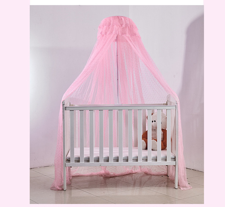 OEM polyester Princess Pink Blue White Color Children Kids Baby Cot Crib Canopy Bed Curtain Hanging Mosquito Net For Girls Bed