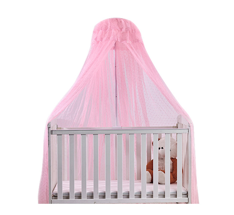 OEM polyester Princess Pink Blue White Color Children Kids Baby Cot Crib Canopy Bed Curtain Hanging Mosquito Net For Girls Bed