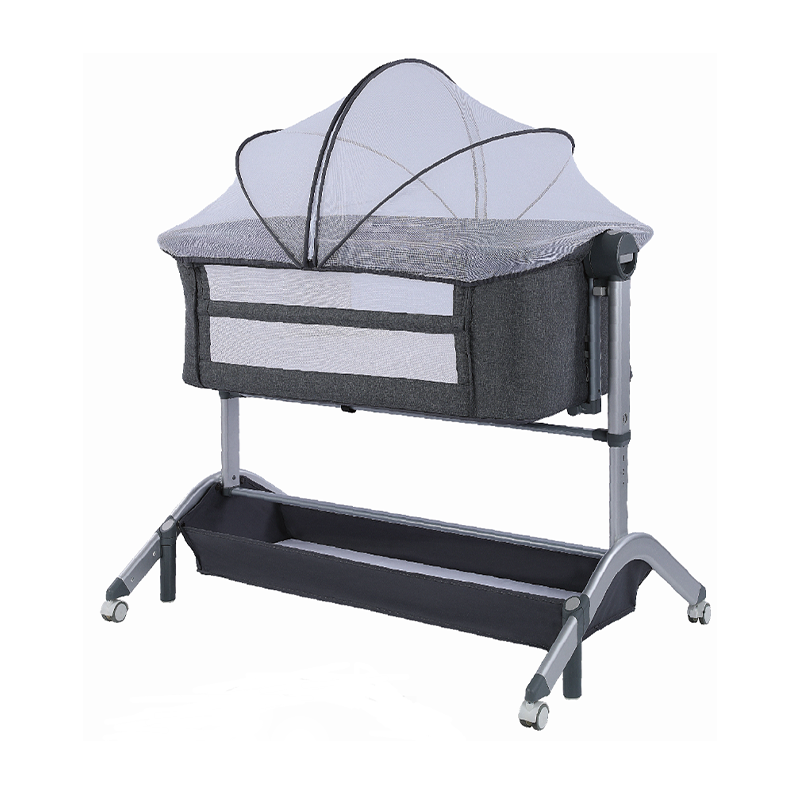 Easy Folding Portable Baby Bedside Bassinet Crib with Storage Basket for Newborn