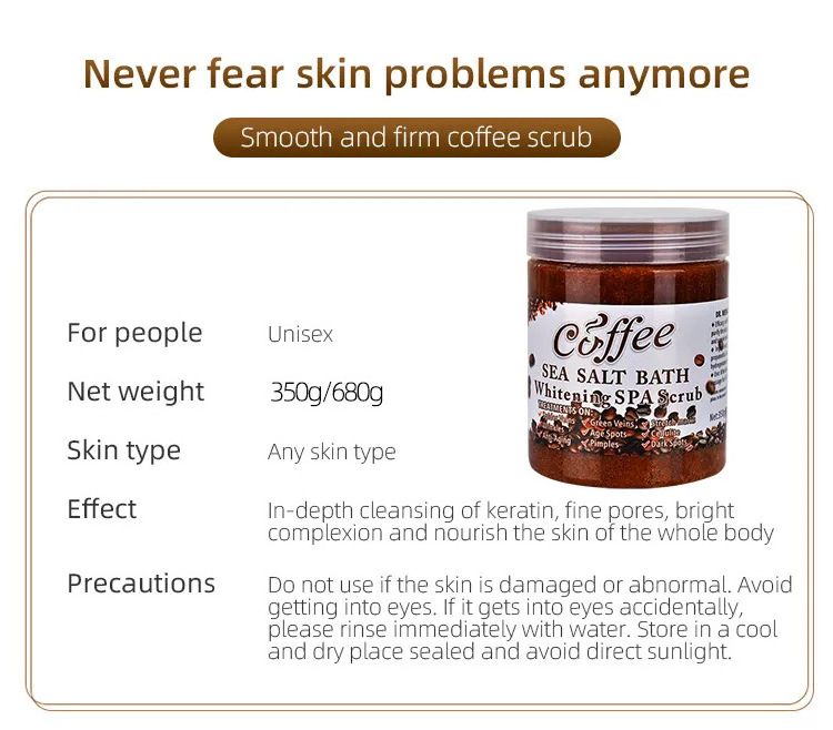 Factory Price OEM Coffee Body Scrub Exfoliating Anti-Acne Whitening Brightening Moisturizer Deep Cleanser For Women Skin Care