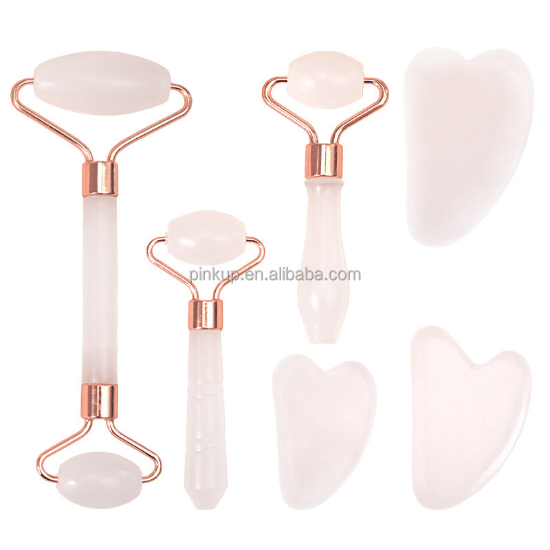 heart Shaped Stone 100% natural Facial Massage Skin Care Tool Body Gua Sha Tools set Crystal Jade Roller Gua sha Set