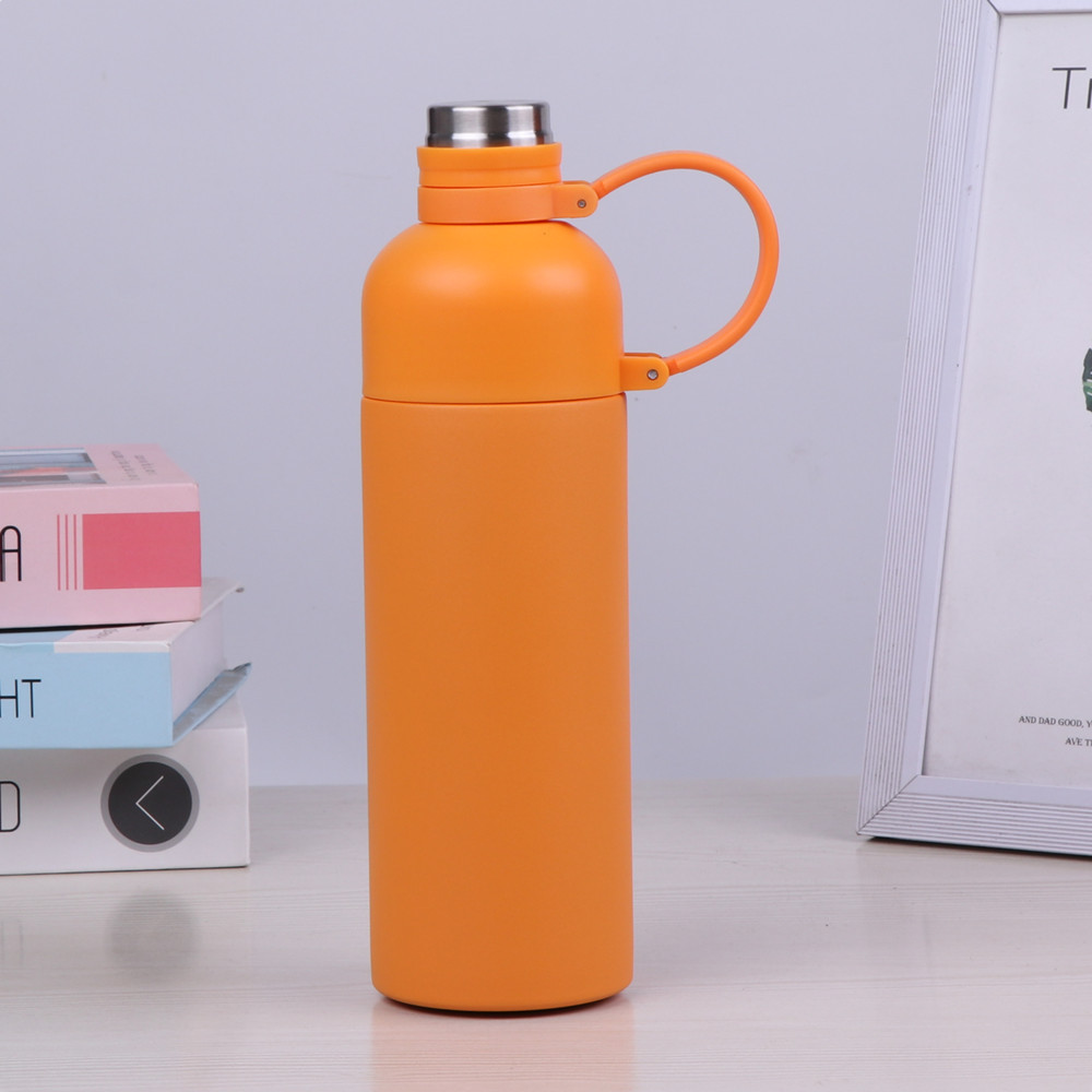 New Design Double Wall Wide Mouth Stainless Steel Water Bottle With Straw 500ml Sports Canteen Great For Hiking & Biking