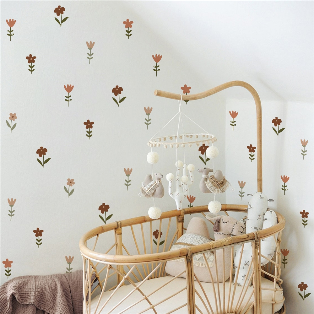 Rustic Wall Decor Self-adhesive Kids Room Sticker Boho Flower Wall Stickers for Kids Room