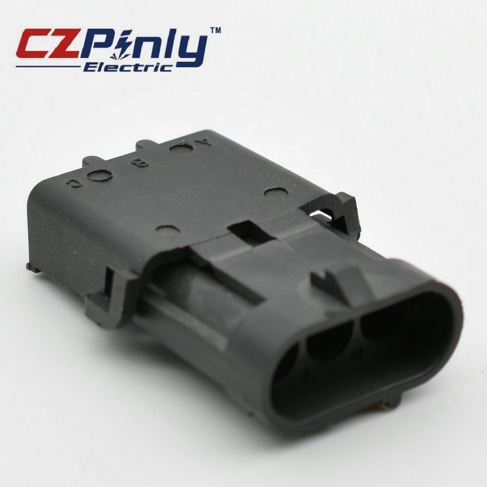 Gm pa66 pbt gf30 Delphi Packard Tps 3 pin male Weatherpack Receptacle Connector 12010717