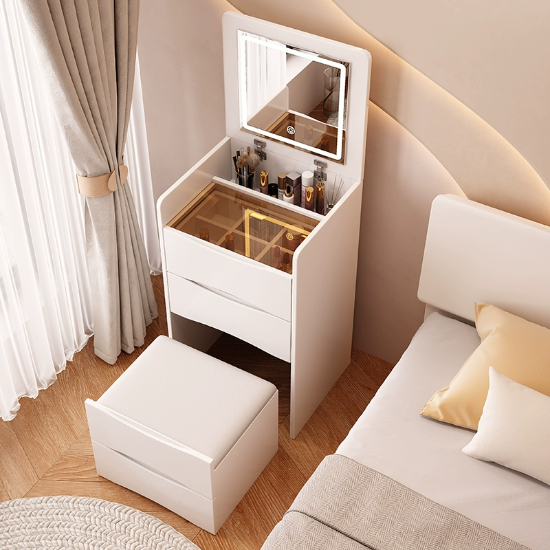 High integration Modern European many Drawers Storage Bedroom Furniture Nordic  with mirror And Stool small Dressing Table