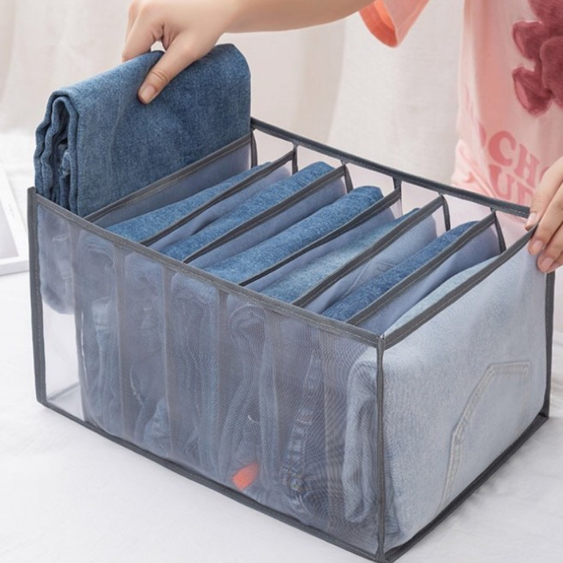 7 Grids Jeans T-shirts Storage Box Trousers Clothes Storage Artifact Closet Wardrobe Drawer Shirts Jeans Pants Organizer