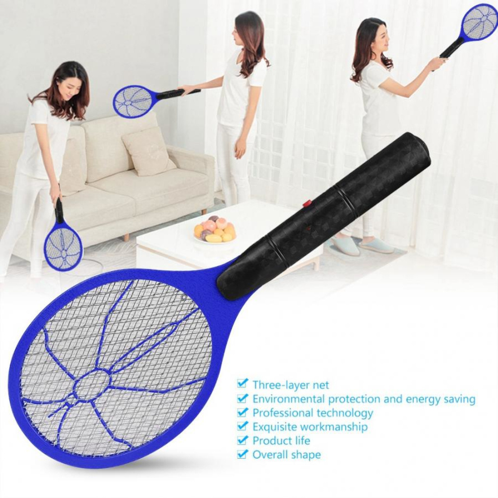 Electric Mosquito Racket Killer Electric Fly Swatter Fryer Flies Cordless Battery Power Bug Zapper Insects Racket Kills Home Bug