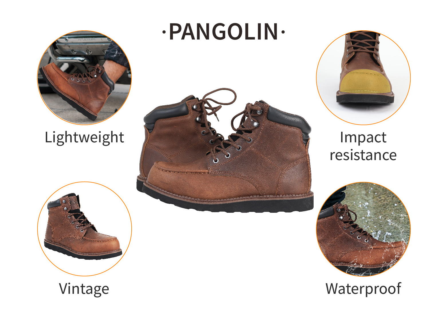 PINNIP Pangolin Lightweight Safety Shoes Cow Leather  Work boots with Steel Toe  Men and Women